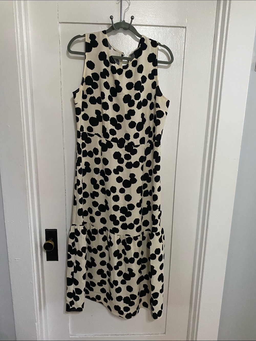 Who What Wear Black and Cream Polka Dot Midi Dress
